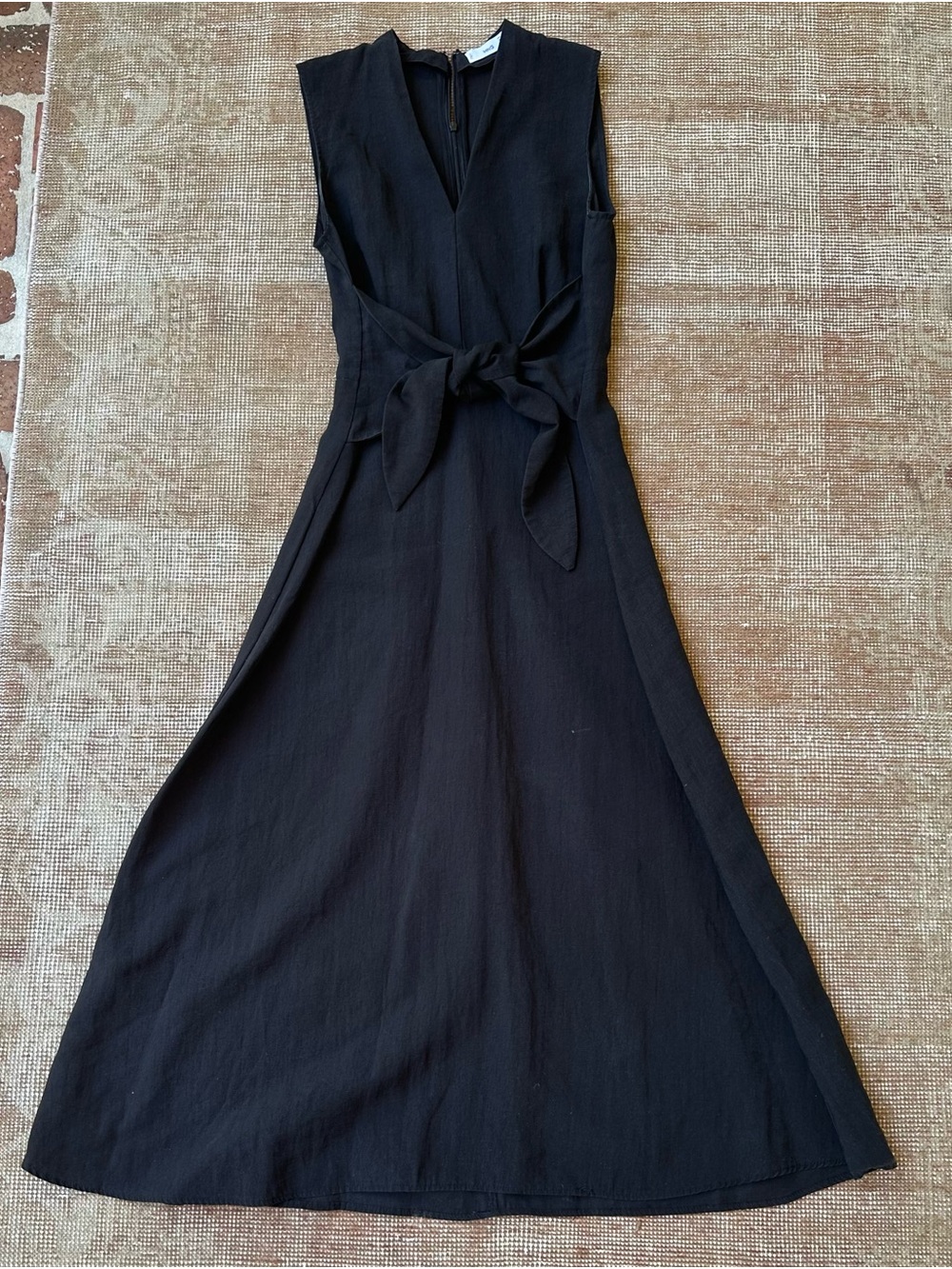 Mango Black Sleeveless V-Neck Maxi Dress with Self Tie